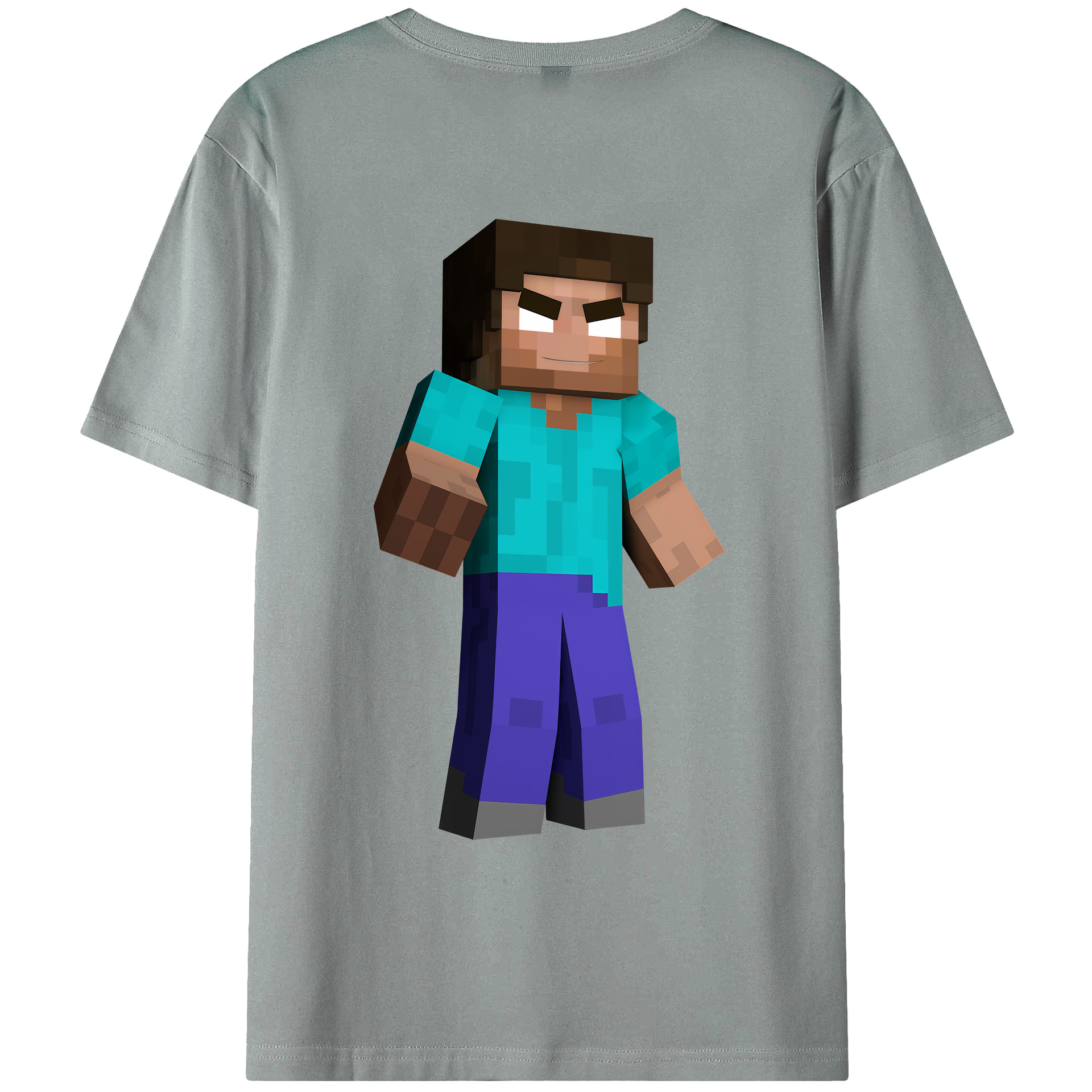 （画像用） マインクラフト ブロックの世界 Minecraft MC Block world 綿100％ メンズ半袖Tシャツ（バックプリント） 通気性